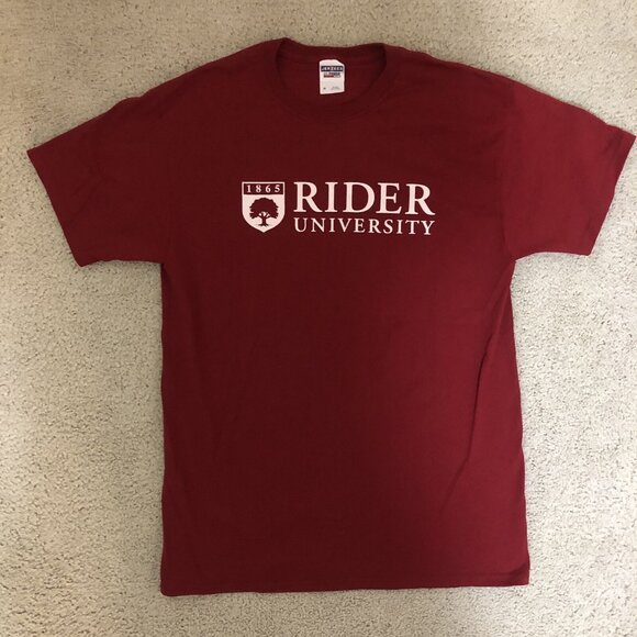 Rider University Logo T-Shirt Dark Red 1865 Adult Size Medium New Without Tags - Picture 1 of 4